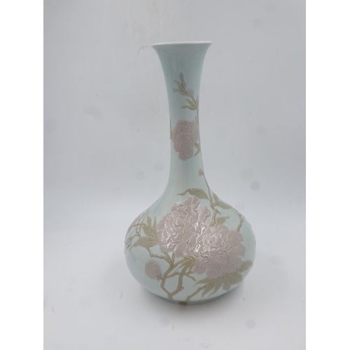 296 - Very large Lladro vase decorated with flowers in the signature Lladro muted palette, H: 47 cm. Not a... 