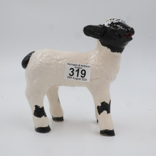 319 - Anita Harris black and white lamb, signed in gold, no cracks or chips, H: 18 cm. UK P&P Group 2 (£20... 