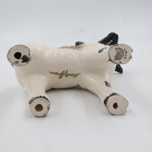 319 - Anita Harris black and white lamb, signed in gold, no cracks or chips, H: 18 cm. UK P&P Group 2 (£20... 