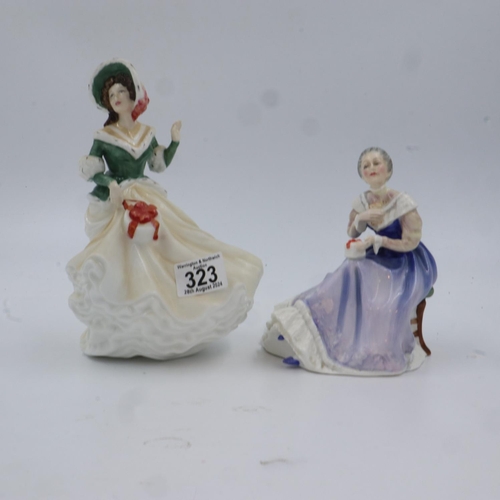 323 - Royal Doulton lady figures, Christmas Morn 2002 HN4422 and Happy Anniversary HN5097, both first qual... 