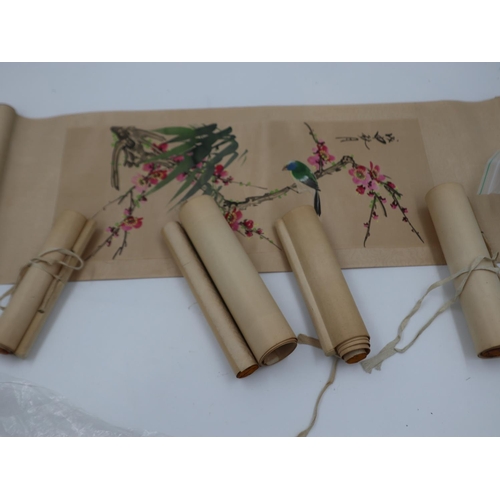 352 - Five hand painted Chinese watercolour scrolls. UK P&P Group 1 (£16+VAT for the first lot and £2+VAT ... 