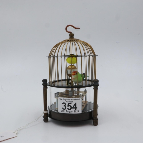 354 - Mechanical bird cage clock, H: 17 cm. UK P&P Group 2 (£20+VAT for the first lot and £4+VAT for subse... 