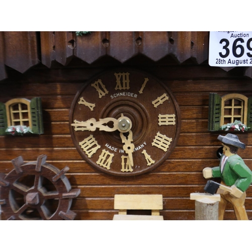 369 - Schneider of Germany three weight wall clock, Not available for in house postage.