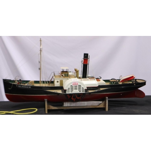 404 - Graupner paddle steamer, Glasgow, fitted electric motor and radio control, requires battery and tran... 