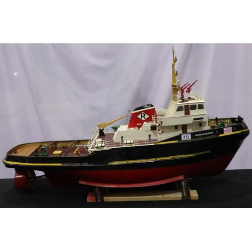 412 - Mobile Marine Models tug, Brackengarth, fitted with electric motor, 90 cm Thrustmaster and radio gea... 