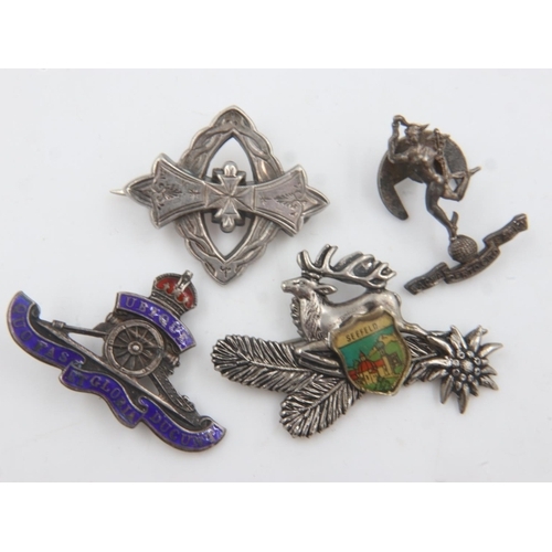 63 - Four 925 silver brooches, including two pin brooches. UK P&P Group 0 (£6+VAT for the first lot and £... 