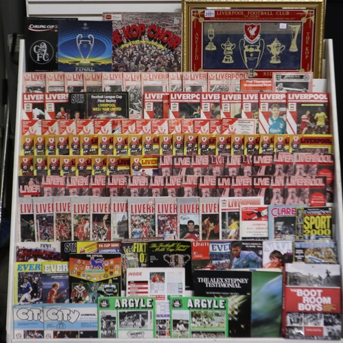 2001 - Collection of Liverpool Football Club memorabilia to include programmes, mirror, and books. Not avai... 