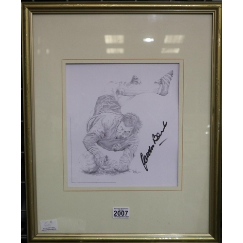 2007 - Gordon Banks pencil reprint signed picture, no CoA present. Not available for in-house P&P