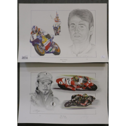 2010 - Two limited edition prints of Jack Doohan ( 350/500) & Max Biaggi (52/500) both riders Honda. UK P&P... 