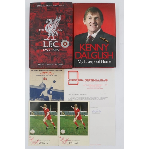 2013 - Collection of Liverpool Football Club memorabilia to include signed pictures, books, pin badge etc. ... 