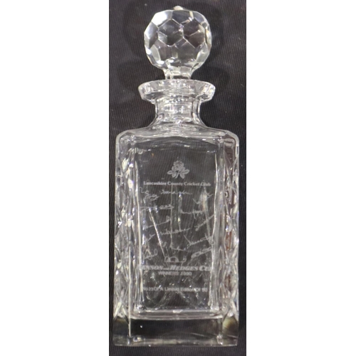 2016 - Limited edition Lancashire County Cricket Club crystal decanter, 23/50. UK P&P Group 2 (£20+VAT for ... 