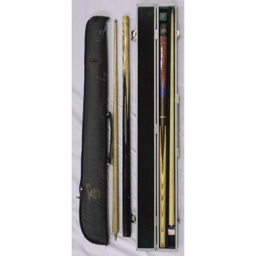 2021 - Two cased BCE snooker cues, both two pieces. UK P&P Group 3 (£30+VAT for the first lot and £8+VAT fo... 