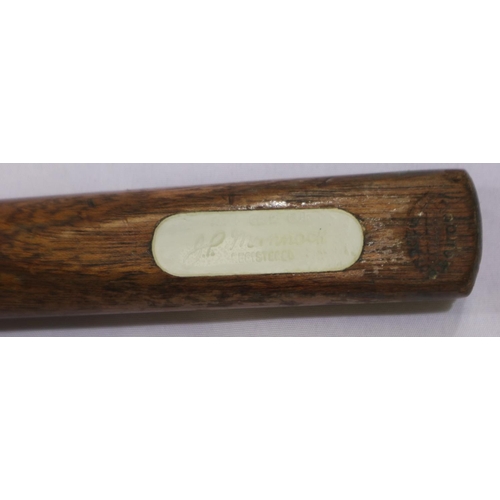 2024 - J P Mannock one piece Anti-Grip snooker cue, full 58inches length, further stamped Burroughes & Watt... 