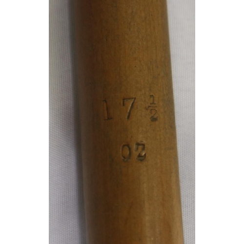 2024 - J P Mannock one piece Anti-Grip snooker cue, full 58inches length, further stamped Burroughes & Watt... 