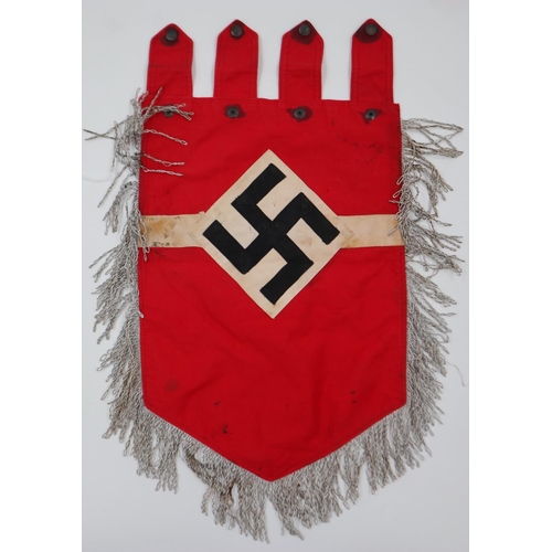 2052 - Third Reich Hitler Youth fringed trumpet banner with unit marking. UK P&P Group 2 (£20+VAT for the f... 