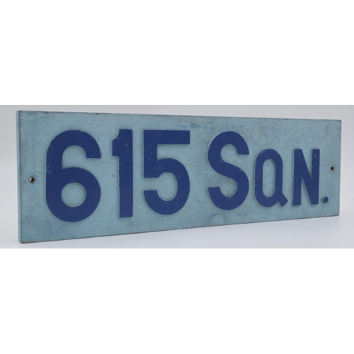 2056 - Wooden RAF station sign, 615 Squadron. UK P&P Group 2 (£20+VAT for the first lot and £4+VAT for subs... 