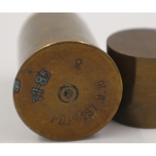 2062 - WWI Trench Art Table Lighter Made from an INERT 37mm Shell Case Dated 1916. UK P&P Group 1 (£16+VAT ... 