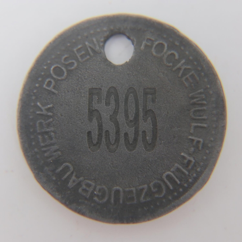 2069 - WWII German Focke-Wulf Aircraft Works – Possen Forced Labourers Tool Token. Many of the factories us... 