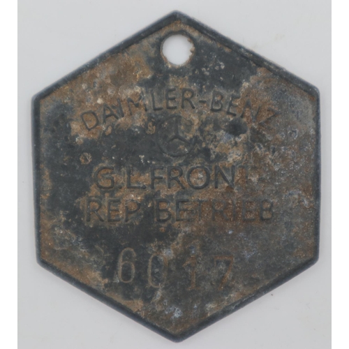 2071 - WWII German Daimler Benz Aircraft Works Forced Labourers Tool Token. Many of the factories used forc... 