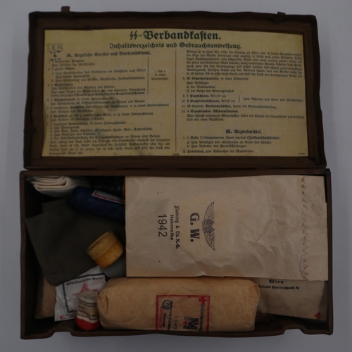 2097 - Third Reich Waffen SS First Aid Tin and contents. UK P&P Group 2 (£20+VAT for the first lot and £4+V... 