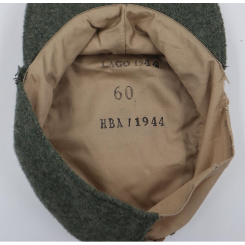 2103 - German Mountain Troops M43 cap, large portion removed, liner dated 1944. UK P&P Group 2 (£20+VAT for... 