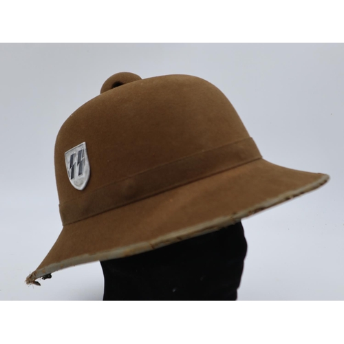 2114 - Waffen SS Mk II Afrika Korps Tropical Helmet. UK P&P Group 2 (£20+VAT for the first lot and £4+VAT f... 