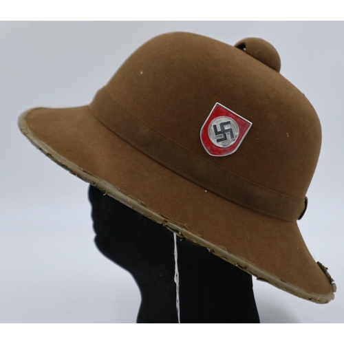 2114 - Waffen SS Mk II Afrika Korps Tropical Helmet. UK P&P Group 2 (£20+VAT for the first lot and £4+VAT f... 