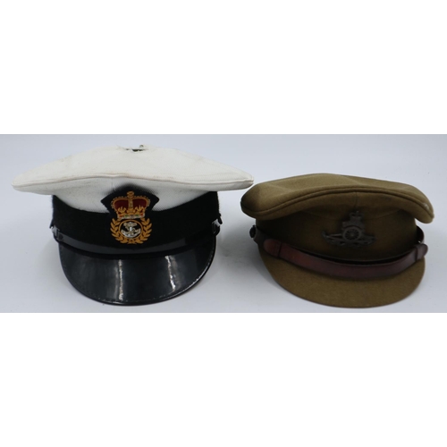 2118 - British Royal Artillery officers visor cap, with a further naval cap (2). UK P&P Group 2 (£20+VAT fo... 