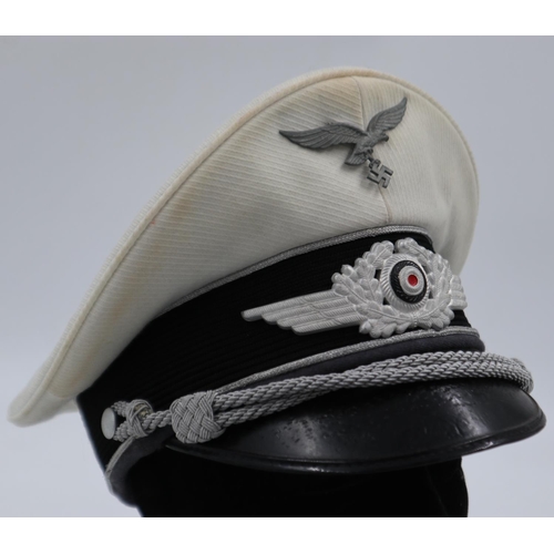 2119 - WWII Luftwaffe white-top officers visor cap. UK P&P Group 2 (£20+VAT for the first lot and £4+VAT fo... 