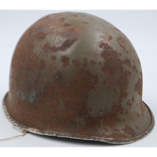 2121 - WWII US McCord front split seam swivel bale M1 helmet, bearing the insignia of the 36th Infantry to ... 