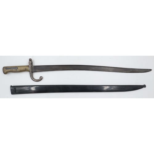 2125 - French M1866 1873 Chassepot Sword Bayonet with steel scabbard, dated 1873. UK P&P Group 2 (£20+VAT f... 