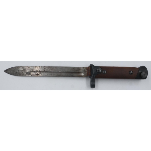 2128 - Rare Italian WWII Carcano folding bayonet, for use with Mannlicher M1938 short rifle and most M1891 ... 