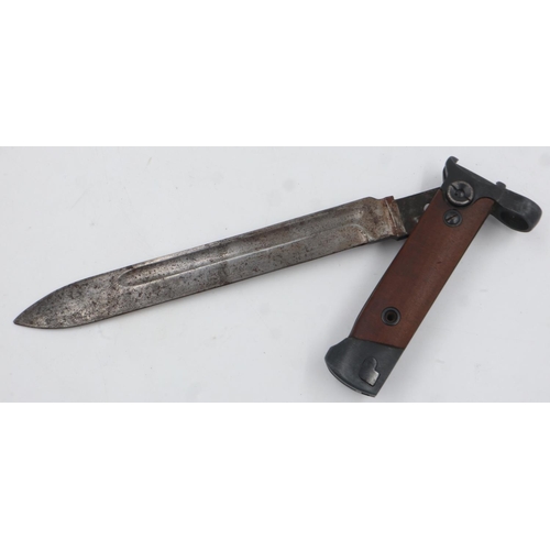 2128 - Rare Italian WWII Carcano folding bayonet, for use with Mannlicher M1938 short rifle and most M1891 ... 