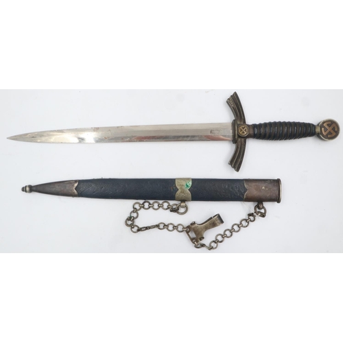 2129 - Third Reich Luftwaffe first pattern officers dress dagger with metal-mounted leather scabbard and ch... 