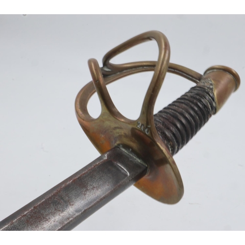 2131 - French M1822 Cavalry Troopers sabre, with wired leather grip and brass three-bar guard. UK P&P Group... 