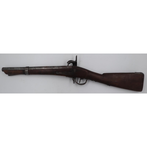 2138 - 18th century short rifle, formed from a reduced black-powder rifle, stock with marks, obsolete calib... 