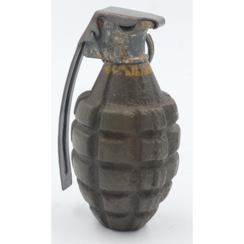 2139 - INERT WWII US Pineapple Hand Grenade. Found in the Ardennes Forest. The lever has been replaced. UK ... 