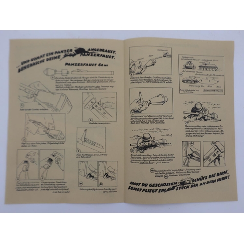 2154 - Late WWII German Panzerfaust Instruction Leaflet as issued to Volkssturm and Hitler Youth at the end... 