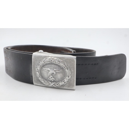 2158 - Early issue WWII Luftwaffe Belt with pressed alloy buckle. UK P&P Group 1 (£16+VAT for the first lot... 