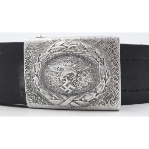 2158 - Early issue WWII Luftwaffe Belt with pressed alloy buckle. UK P&P Group 1 (£16+VAT for the first lot... 