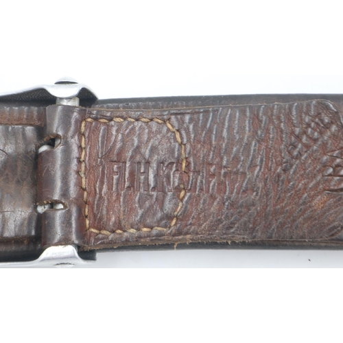 2158 - Early issue WWII Luftwaffe Belt with pressed alloy buckle. UK P&P Group 1 (£16+VAT for the first lot... 