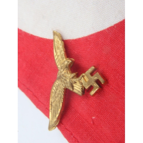 2164 - Third Reich printed cotton NSDAP armband, with two tie pins. UK P&P Group 1 (£16+VAT for the first l... 