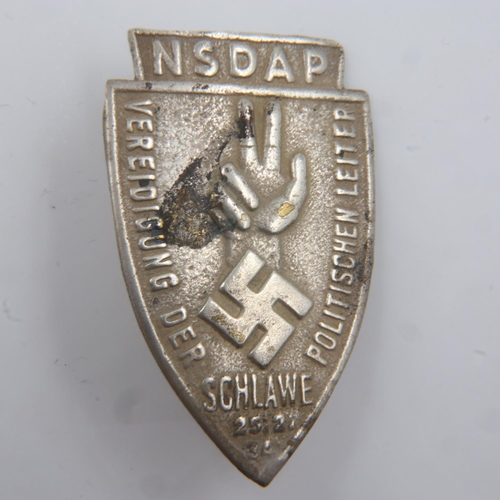 2188 - 1934 NSDAP gau Badge for the swearing in of Political Leaders-Schlawe. UK P&P Group 1 (£16+VAT for t... 