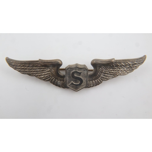 2191 - WWII USAAF Servicer Pilots Wings. Solid cast example by Spencer London. UK P&P Group 1 (£16+VAT for ... 