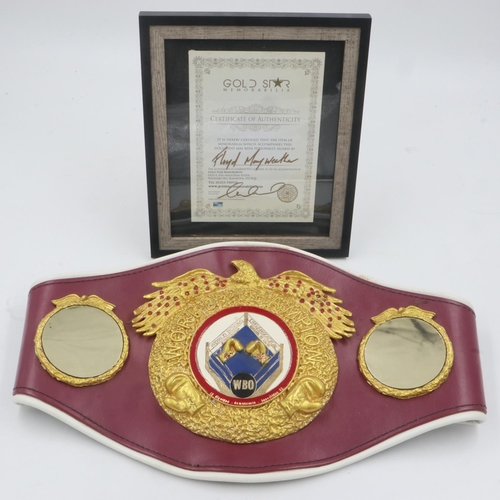 2044 - WBO belt, bearing signature of Floyd Mayweather, with CoA from Gold Star Memorabilia. UK P&P Group 3... 