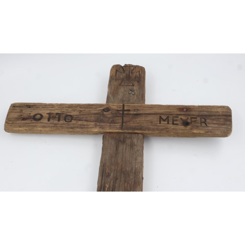 2046 - WWI German Wooden Gave Marker. This was a temporary cross which was replaced with a formal stone whe... 