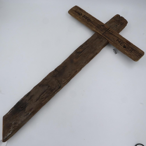 2046 - WWI German Wooden Gave Marker. This was a temporary cross which was replaced with a formal stone whe... 