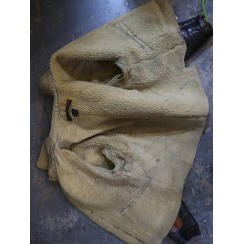 2168A - US WWII or later sheepskin lined brown leather flying or bomber jacket, size L, Air Ministry marked ... 