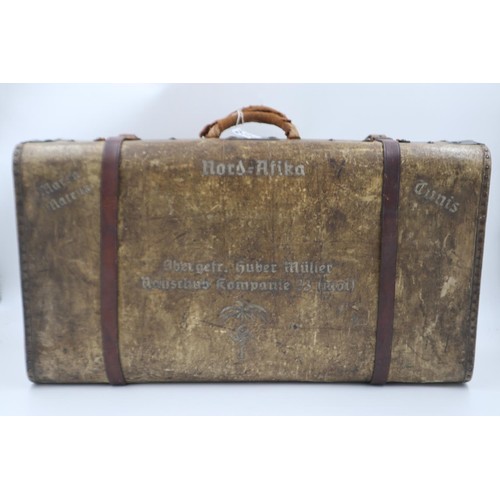 2096 - WWII German Suitcase, used and decorated by a soldier in the Afrika Korps. Likely a Veteran bring ba... 