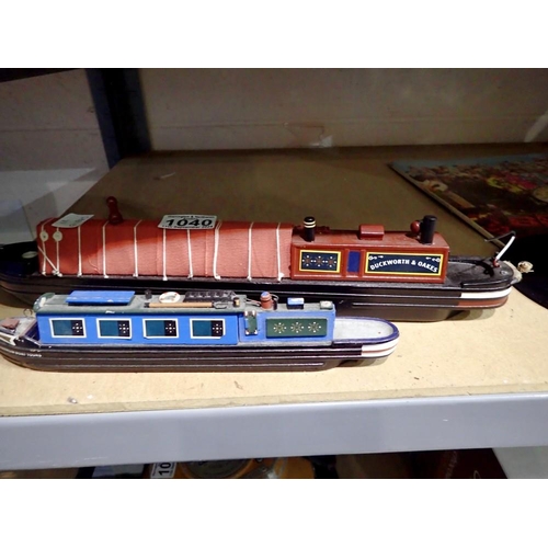 1040 - Two model barges, Duckworth and Oaks and another. Not available for in-house P&P